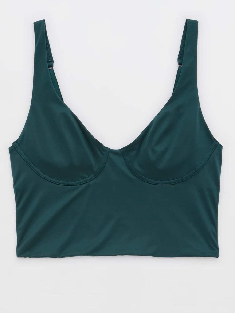 Aerie Smoothez Shine Corset Bra Top Deep Forest Green